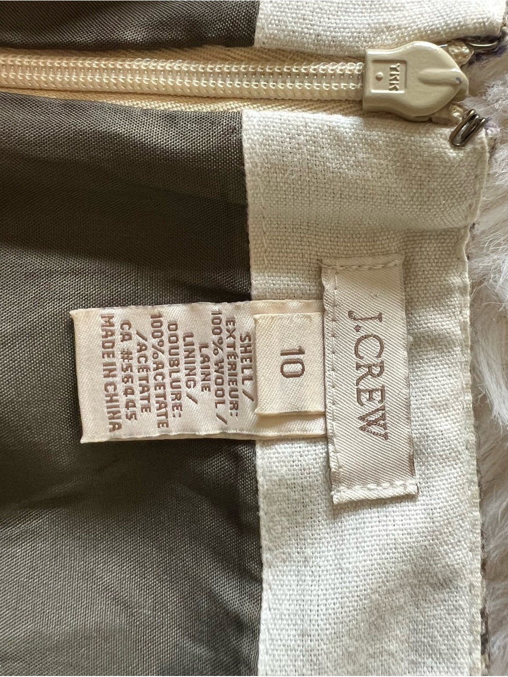 J.Crew 100% Wool Plaid Mini Skirt Size 10 Brown Beige Preppy - Picture 4 of 8